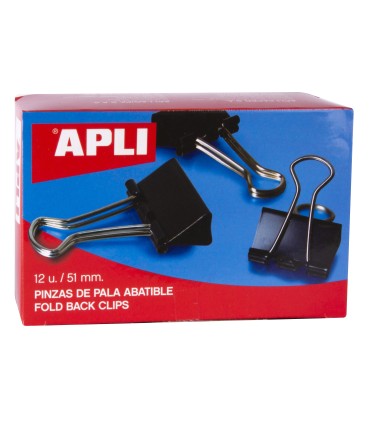 PINZAS ABATIBLES SUJETAPAPELES METALICAS 51mm APLI CAJA 12 UNIDADES