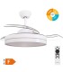 VENTILADOR TECHO LUGELA GSC LUZ CCT REGULABLE Y MANDO Ø107 3 ASPAS RETRÁCTILES DC BLANCO