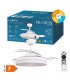 VENTILADOR TECHO LUGELA GSC LUZ CCT REGULABLE Y MANDO Ø107 3 ASPAS RETRÁCTILES DC BLANCO