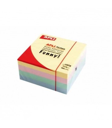 CUBO NOTAS ADHESIVAS COLOR PASTEL 75X75MM 400 HOJAS APLI