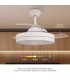 VENTILADOR TECHO LUGELA GSC LUZ CCT REGULABLE Y MANDO Ø107 3 ASPAS RETRÁCTILES DC BLANCO