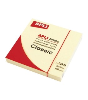 NOTAS AUTOADHESIVAS DESPLEGABLES APLI CLASSIC AMARILLAS 75x75mm 100und