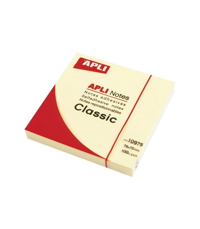 NOTAS AUTOADHESIVAS DESPLEGABLES APLI CLASSIC AMARILLAS 75x75mm 100und 