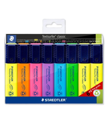 ROTULADOR STAEDTLER FLUORESCENTE PACK 6+2 UNIDADES COLORES NEON