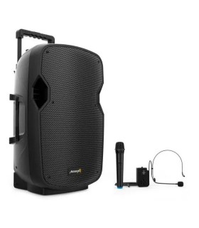 ALTAVOZ TROLLEY AUDIBAX DENVER 15" ACTIVO + 1 MICROFONO MANO + 1 DIADEMA - 120W RMS