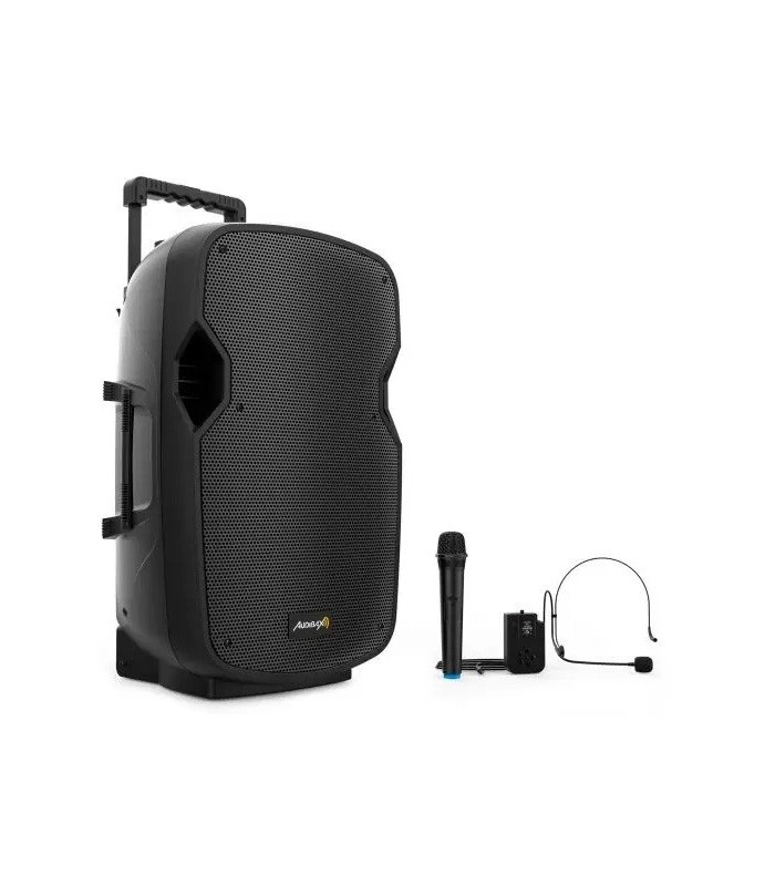 ALTAVOZ TROLLEY AUDIBAX DENVER 15" ACTIVO + 1 MICROFONO MANO + 1 DIADEMA - 120W RMS