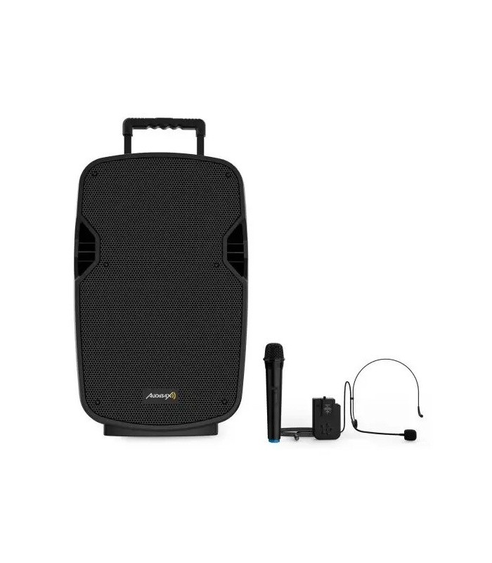 ALTAVOZ TROLLEY AUDIBAX DENVER 15" ACTIVO + 1 MICROFONO MANO + 1 DIADEMA - 120W RMS
