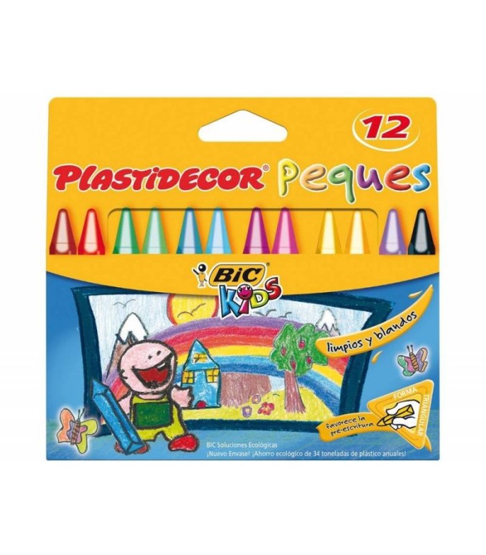 CERAS TRIANGULARES BIC KIDS PLASTIDECOR PEQUES 12 COLORES