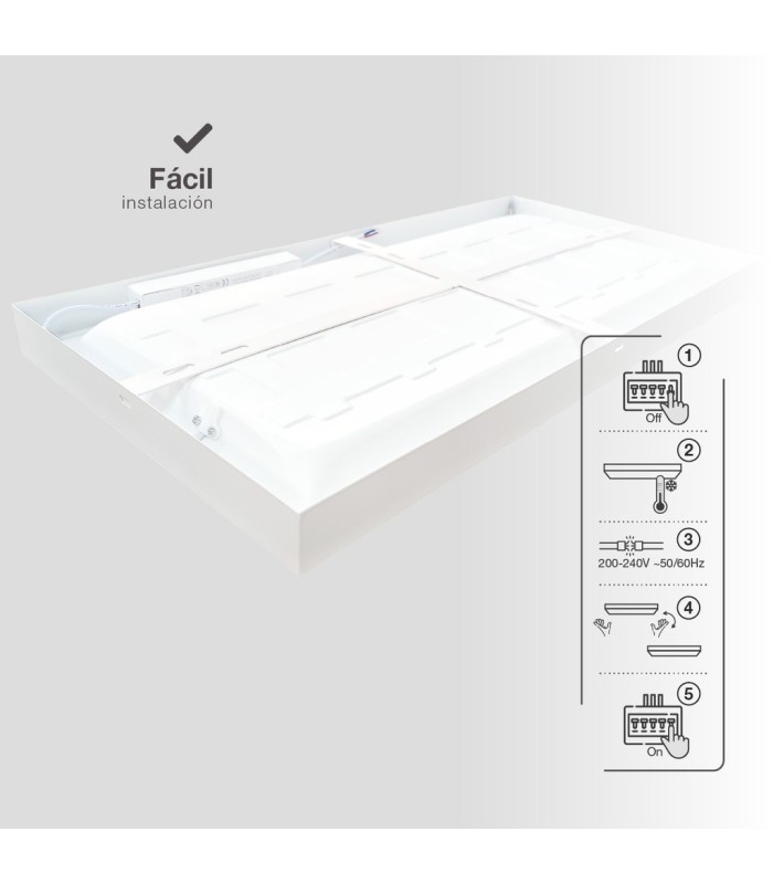 PANEL LED SUPERFICIE RECTANGULAR KISONGO GSC 90x30cm 36W LUZ BLANCA 6000K 3900 LUMENES