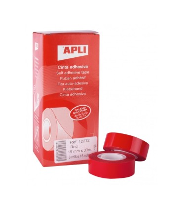 CINTA ADHESIVA COLOR ROJO 19 mm X 33 m APLI