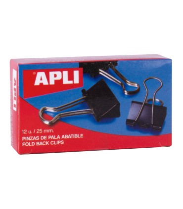 PINZAS ABATIBLES SUJETAPAPELES METALICAS 25mm APLI CAJA 12 UNIDADES