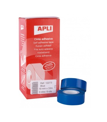 CINTA ADHESIVA COLOR AZUL 19 mm X 33 m APLI