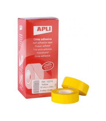 CINTA ADHESIVA COLOR AMARILLO 19 mm X 33 m APLI