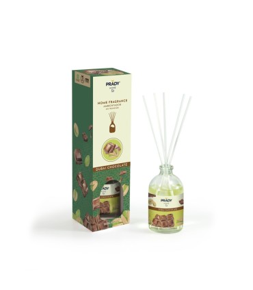 AMBIENTADOR MIKADO CHOCOLATE DUBAI PRADY  FRASCO CRISTAL 100ML VARITAS DIFUSORAS