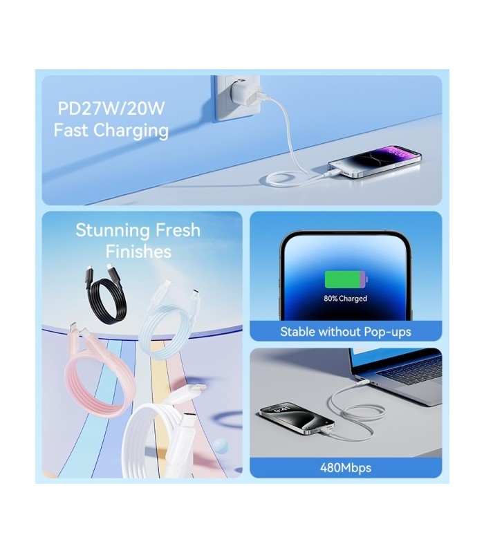 CABLE USB-C 2 0 LIGHTNING VENTION BLANCO - USB TIPO-C A LIGHTNING MACHO - 2 METROS
