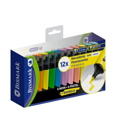ROTULADOR FLUORESCENTE LONG LIFE 12 COLORES BISMARK