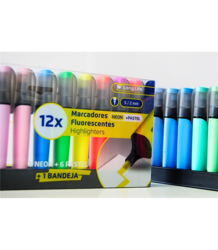 ROTULADOR FLUORESCENTE LONG LIFE 12 COLORES BISMARK