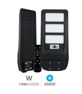 FAROLA SOLAR LED BUAT GSC CON SENSOR CREPUSCULAR Y MOVIMIENTO 14W LUZ BLANCA 6500K 1800Lm 