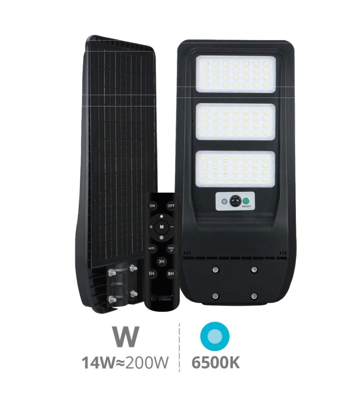FAROLA SOLAR LED BUAT GSC CON SENSOR CREPUSCULAR Y MOVIMIENTO 14W LUZ BLANCA 6500K 1800Lm 