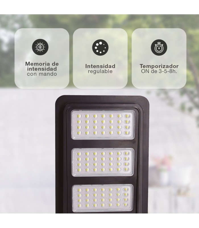 FAROLA SOLAR LED BUAT GSC CON SENSOR CREPUSCULAR Y MOVIMIENTO 14W LUZ BLANCA 6500K 1800Lm 