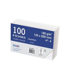 FICHAS RAYADAS DOHE 125x200mm 180gr  Nº4 - PAQUETE 100 FICHAS