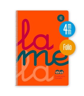 CUADERNO FOLIO LAMELA 4mm TAPA PLASTICO NARANJA 80 HOJAS 90gr 