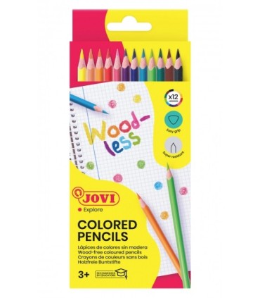 LAPICES TRIANGULARES JOVI WOODLESS 12 COLORES - MINAS RESISTENTES