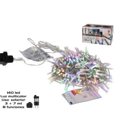 GUIRNALDA 140 LED MULTICOLOR USO INTERIOR - EXTERIOR ADAP FUN 3+7M
