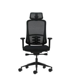 SILLA DE OFICINA OQONOS CHERG 018 NEGRA - REPOSABRAZOS 4D - ASIENTO DESLIZANTE