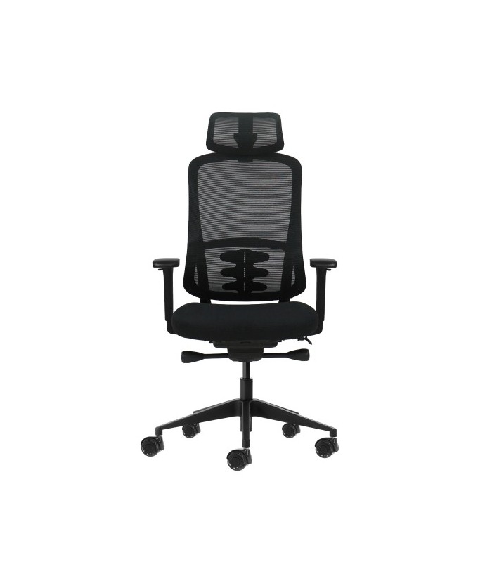 SILLA DE OFICINA OQONOS CHERG 018 NEGRA - REPOSABRAZOS 4D - ASIENTO DESLIZANTE