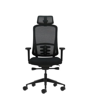 SILLA DE OFICINA OQONOS CHERG 018 NEGRA - REPOSABRAZOS 4D - ASIENTO DESLIZANTE