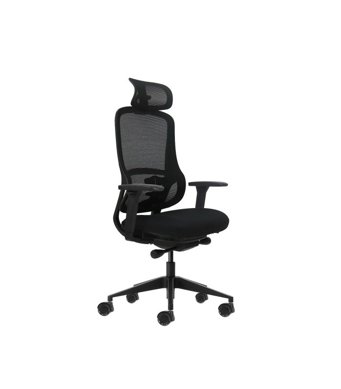SILLA DE OFICINA OQONOS CHERG 018 NEGRA - REPOSABRAZOS 4D - ASIENTO DESLIZANTE