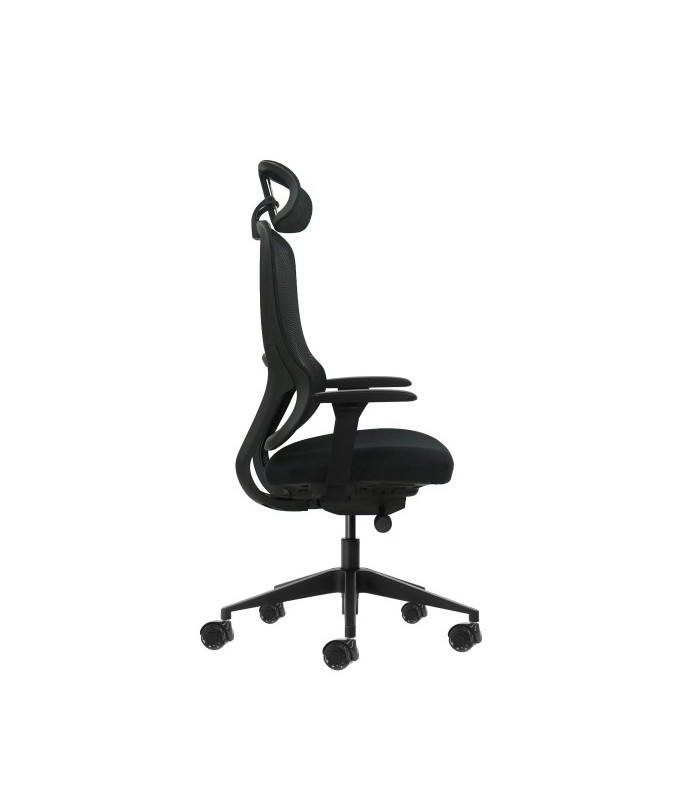 SILLA DE OFICINA OQONOS CHERG 018 NEGRA - REPOSABRAZOS 4D - ASIENTO DESLIZANTE