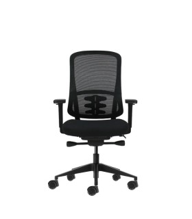 SILLA DE OFICINA OQONOS CHERG 021 NEGRA - REPOSABRAZOS 4D - ASIENTO DESLIZANTE
