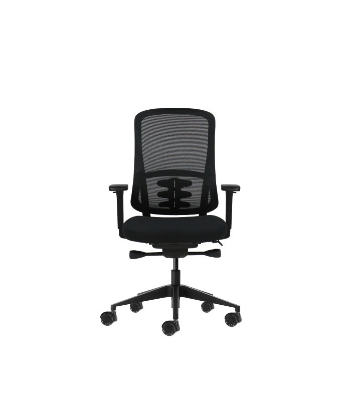 SILLA DE OFICINA OQONOS CHERG 021 NEGRA - REPOSABRAZOS 4D - ASIENTO DESLIZANTE
