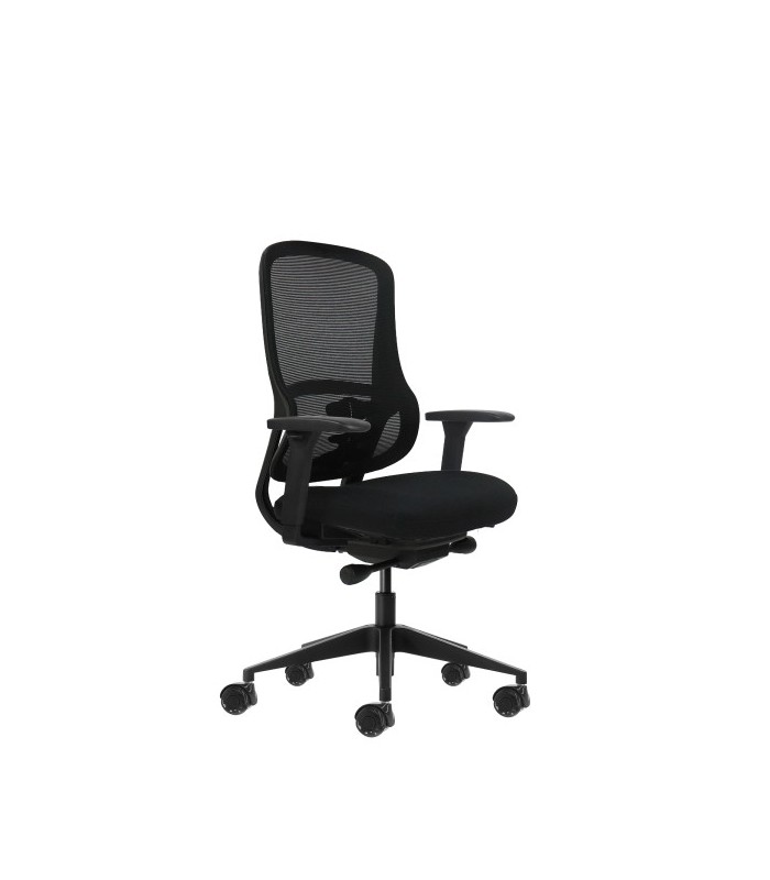 SILLA DE OFICINA OQONOS CHERG 021 NEGRA - REPOSABRAZOS 4D - ASIENTO DESLIZANTE