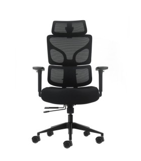 SILLA DE OFICINA OQONOS CHERG 010 NEGRA - RESPALDO Y ASIENTO DE MALLA ELASTICA