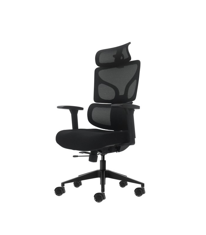 SILLA DE OFICINA OQONOS CHERG 010 NEGRA - RESPALDO Y ASIENTO DE MALLA ELASTICA
