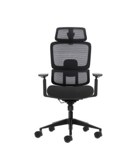 SILLA DE OFICINA OQONOS ERGONOMICA CHERG 027 NEGRA - REPOSACABEZAS CERVIAL AJUSTABLE