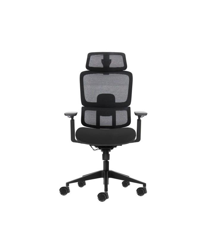SILLA DE OFICINA OQONOS ERGONOMICA CHERG 027 NEGRA - REPOSACABEZAS CERVIAL AJUSTABLE