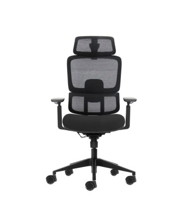 SILLA DE OFICINA OQONOS ERGONOMICA CHERG 027 NEGRA - REPOSACABEZAS CERVIAL AJUSTABLE