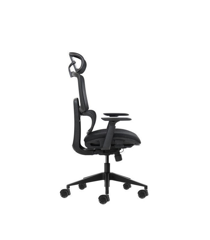 SILLA DE OFICINA OQONOS ERGONOMICA CHERG 027 NEGRA - REPOSACABEZAS CERVIAL AJUSTABLE