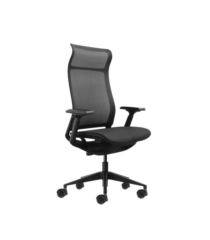 SILLA DE OFICINA OQONOS ERGONOMICA CHERG 028 NEGRA - REPSPALDO Y ASIENTO DE MALLA ELASTICA