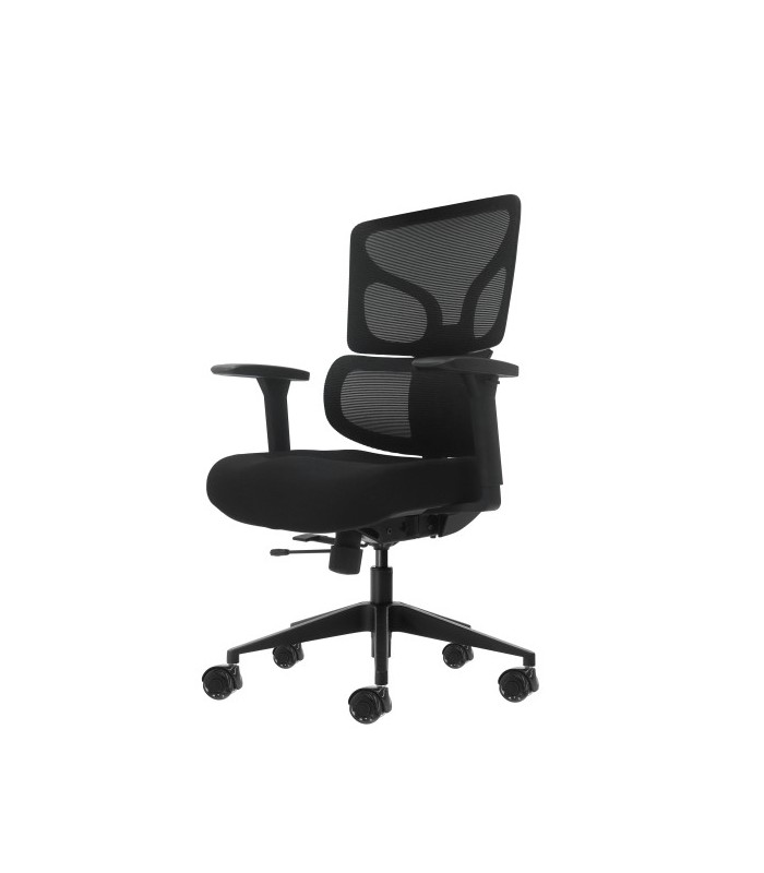 SILLA DE OFICINA OQONOS CHERG 012 NEGRA - RESPALDO Y ASIENTO DE MALLA ELASTICA