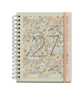 AGENDA PLUS WIRE-O DIA PAGINA TAUPE LIBERTY 2027 MIQUELRIUS