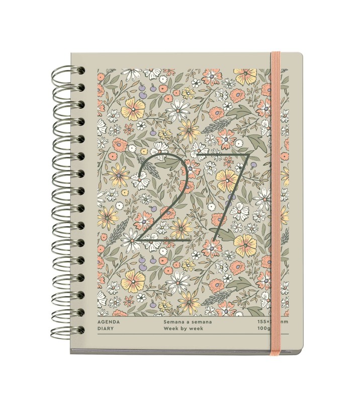AGENDA PLUS WIRE-O DIA PAGINA TAUPE LIBERTY 2027 MIQUELRIUS