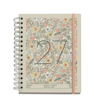 AGENDA PLUS WIRE-O DIA PAGINA TAUPE LIBERTY 2027 MIQUELRIUS