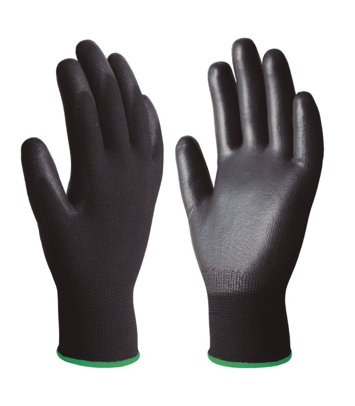PAR DE GUANTES POLIESTER Y POLIURETANO NEGROS GSC - TALLA 9