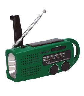RADIO CON LINTERNA LED GSC - DINAMO, SOLAR, RECARGABLE, USB POWERBANK - 150 LUMENES