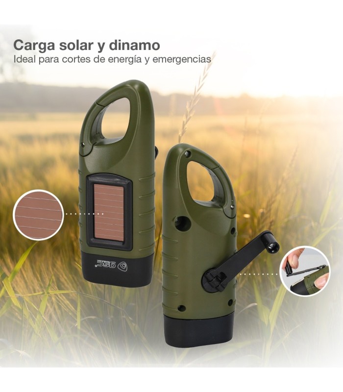LINTERNA SOLAR LED DINAMO CAMPING GSC 20 LUMENES